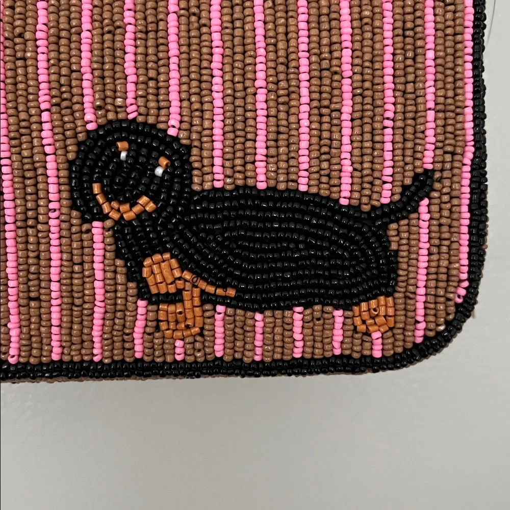 Fiona Striped Beaded Dachshund Shoulder Bag - Picture 8 of 9